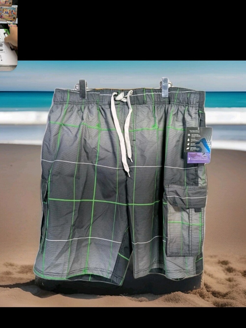 NEW Kanu Surf Vector Men's Swim Trunks Shorts Size 3X Green/Gray Plaid XXXL